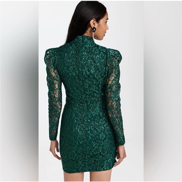 BLACK HALO Green Santorini Lace Sequin Long Sleeve Mini Dress 4 BLACK HALO Green Santorini Lace Sequin Long Sleeve Mini Dress 4